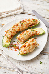 Stuffed Courgette with Tofu and Bechamel Sauce