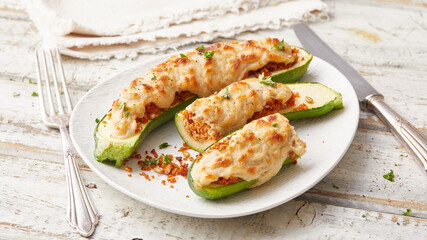 Stuffed Courgette with Tofu and Bechamel Sauce