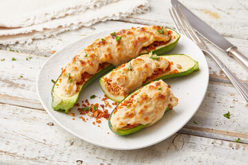 Stuffed Courgette with Tofu and Bechamel Sauce