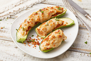 Stuffed Courgette with Tofu and Bechamel Sauce