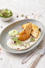 Roast Cabbage Wedges with Bean Puree and Coriander