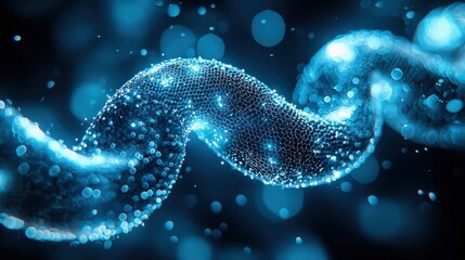 Shimmering Particles in Wave Formation with Depth and Light Reflections in a Dark Background