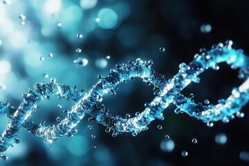 Close-up View of DNA Chain in Water for Cosmetic Applications