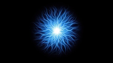 Fototapeta premium Electric Blue Energy Burst Abstract Design with Radiating Light Effects in Dark Background