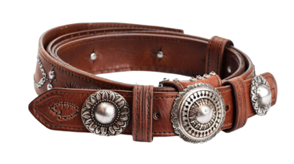 Rugged Western Belt on transparent background PNG.