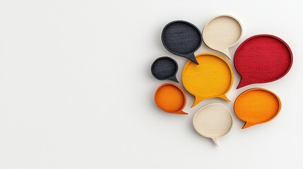 Colorful Speech Bubble Arrangement on Light Background for Communication and Expression Concepts