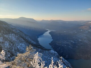 mountain lake in the morning