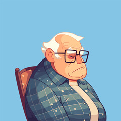 Old man sleeping on armchair or rocking chair. Elderly relaxing home or grandfather resting vector illustration. Grandfather Character Sit Sleep