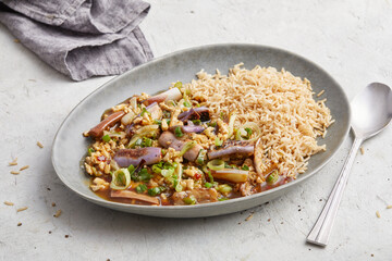 Aubergine in Szechuan Sauce with Rice