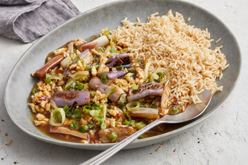 Aubergine in Szechuan Sauce with Rice