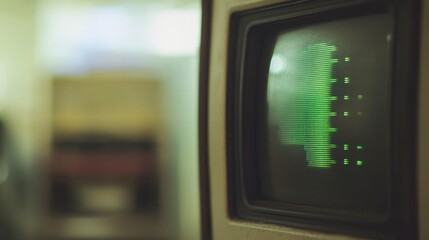 Vintage Computer Monitor Displays Green Data