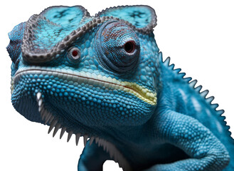 BLue Color Chameleon Portrait with Transparent Background