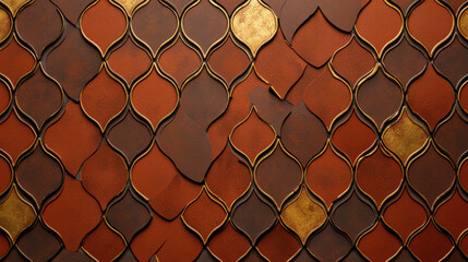Fototapeta premium Elegant Moroccan tile pattern featuring terracotta and gold