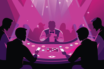 Render a dramatic high-stakes blackjack game; glowing cards, intense players, casino chips scattered, luxurious setting.  Focus on the tension.