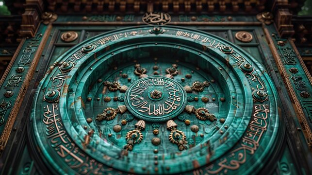 Close-up of Arabic calligraphy related to Eid  