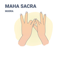 Maha Sacral Mudra Hand Gesture. Yoga and Energy Healing Symbol