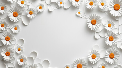 Elegant white paper with seamless daisy flower pattern