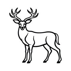 Obraz premium Majestic Buck Deer Antlers Outline Wildlife Animal Nature Design Graphic