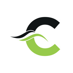 Initial water Logo combine with letter C vector template