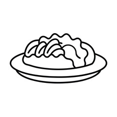 Simple Line Drawing of a Delicious Food Dish on Plate
