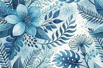 Fototapeta premium Abstract Blue Watercolor Nature Wall Art Background