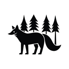 Silhouette Fox Forest Wildlife Nature Icon Design Graphic Art