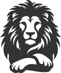 A lion looking straight ahead with a relaxed posture vector