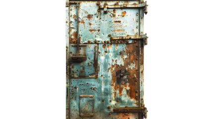 Open Rusted Steel Door on transparent background PNG.