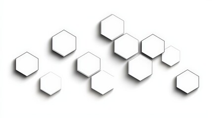 Obraz premium Abstract Pattern of Hexagonal Shapes in Balanced Composition on a White Background