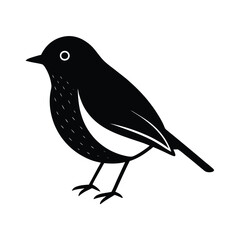 Simple Black and White Robin Bird Silhouette Illustration Design