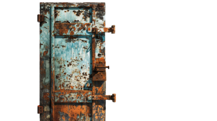 Rusty Steel Door on transparent background PNG.