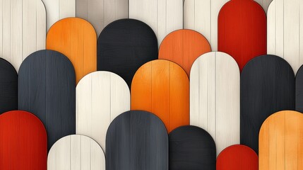 Fototapeta premium Abstract Pattern of Colorful Arches on Wooden Background Creating Unique Textural Design