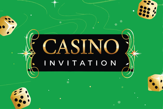 Design a luxurious casino invitation featuring gold embellishments, elegant typography, and a sophisticated color palette.  Include space for event details.