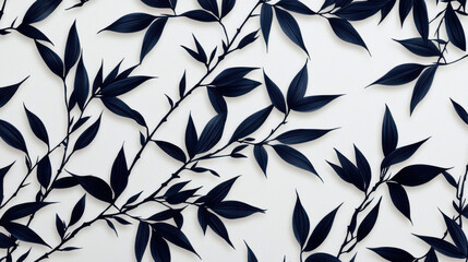 Hand drawn bamboo leaves seamless pattern in dark tones
