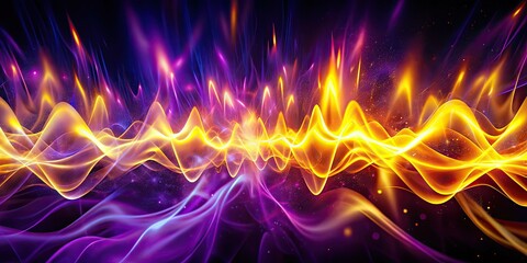 Abstract Neon Flame Portrait, Ultra Sonic Wave, Purple Yellow Gold