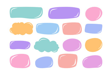 A set of irregular rectangular frames with fluid, hand-drawn edges. Abstract organic shapes, free-form blobs, text boxes.  Vector illustration on white background.