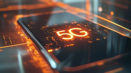 Fifth Generation Technology Displayed on Mobile Device Screen Interface
