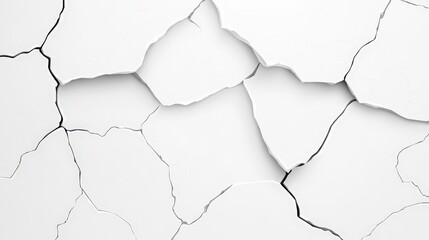 Cracked White Wall Surface with Seamless Texture and Details of Damage from Wear and Tear