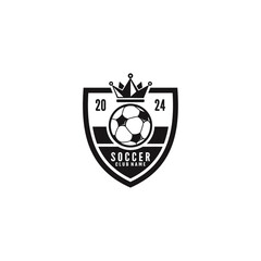 Soccer club with shield and crown logo vector
