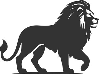 A lion walking forward confidently vector silhouette
