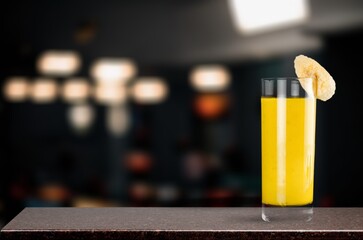 Tasty alcohol cocktail on desk in bar
