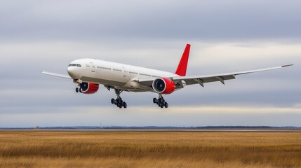 Fototapeta premium airplane Landing Approach on a Cloudy Day