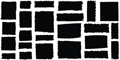 Punk Grunge Torn Paper Vector Set: Jagged Ripped Edges, Scrapbook Collage & Distressed Newspaper Templates