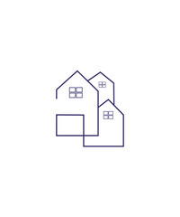  Blue lineart house logo design, Roof house logo design vector