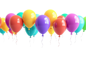 Colorful balloons flying, isolated background