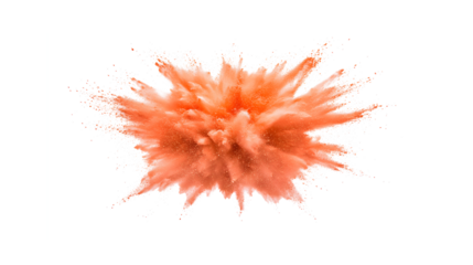 Abstract Chalk Dust Explosion in Bright Orange on Transparent Background