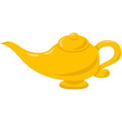 Illustration of a Yellow Genie Lamp
