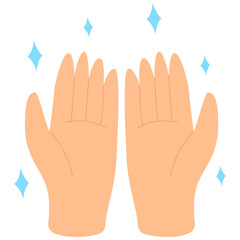 Two open hands with blue stars around them. Suitable for promoting unity, diversity, support, and teamwork in various design projects.