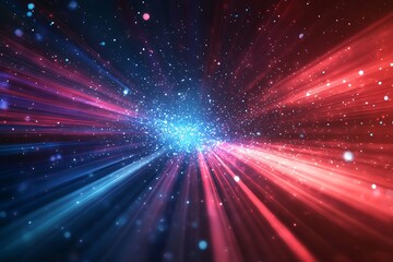 Naklejka premium Dynamic Abstract Background with Radiating Colors and Glittering Particles