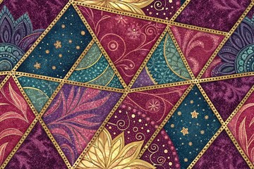 Fototapeta premium Aerial Velvet Glitter Patchwork Background Design